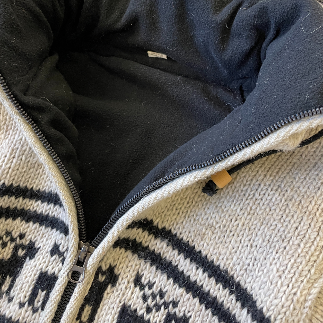 Size Medium Beige Zip-Uo Hooded Knit Jumper