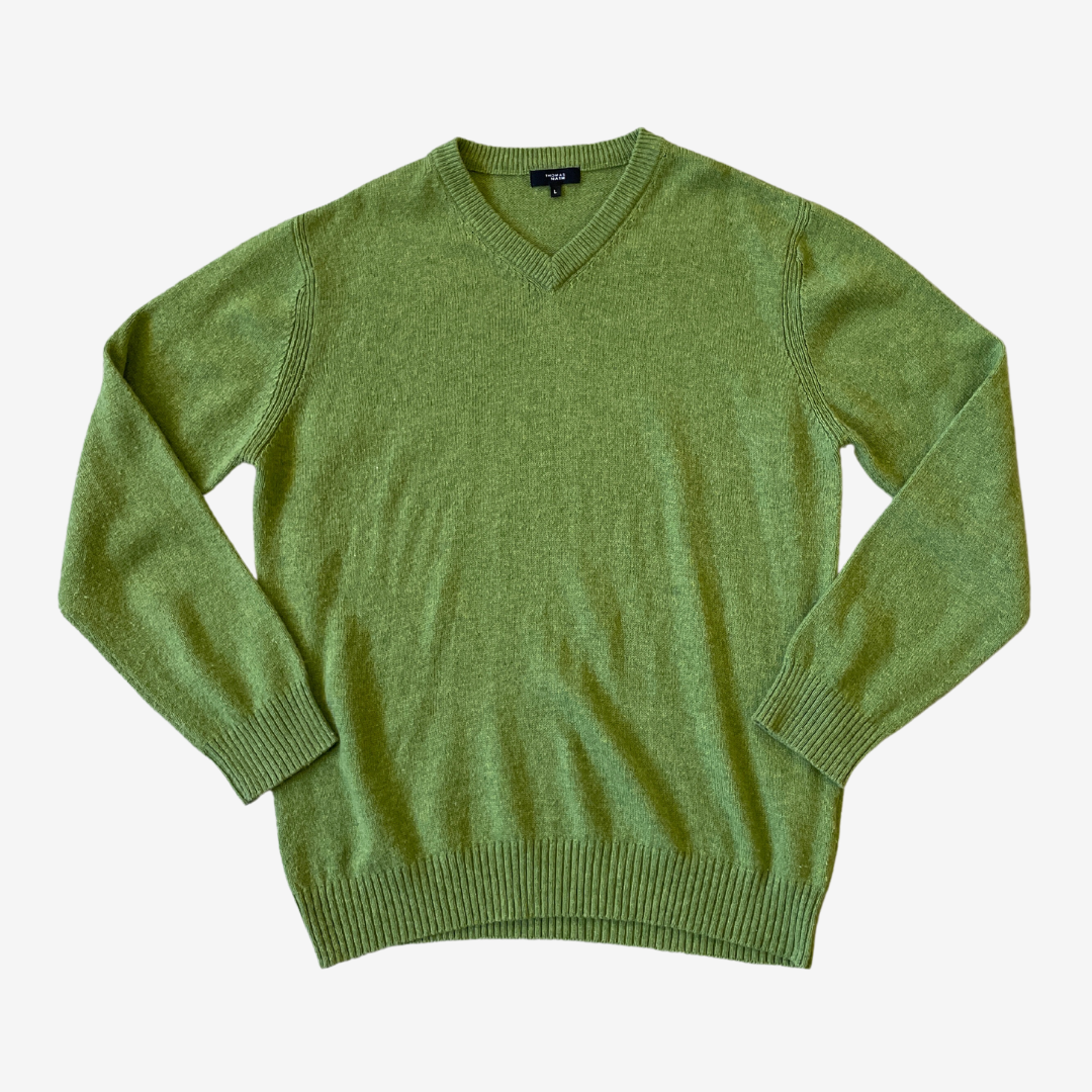 Size Large Thomas Nash Green V-Neck Jumper