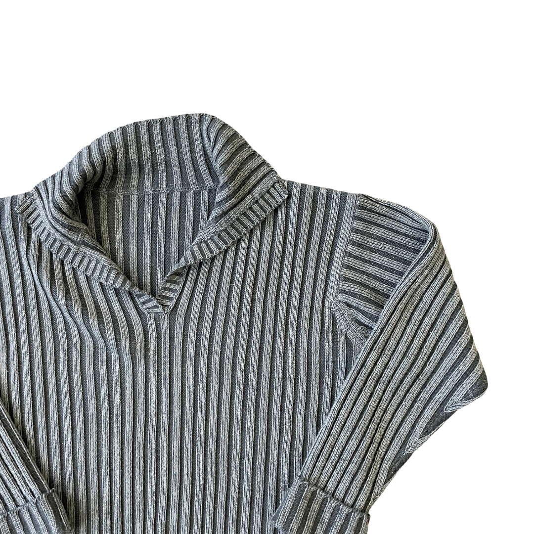 Women's XL Grey Collared Knit Jumper