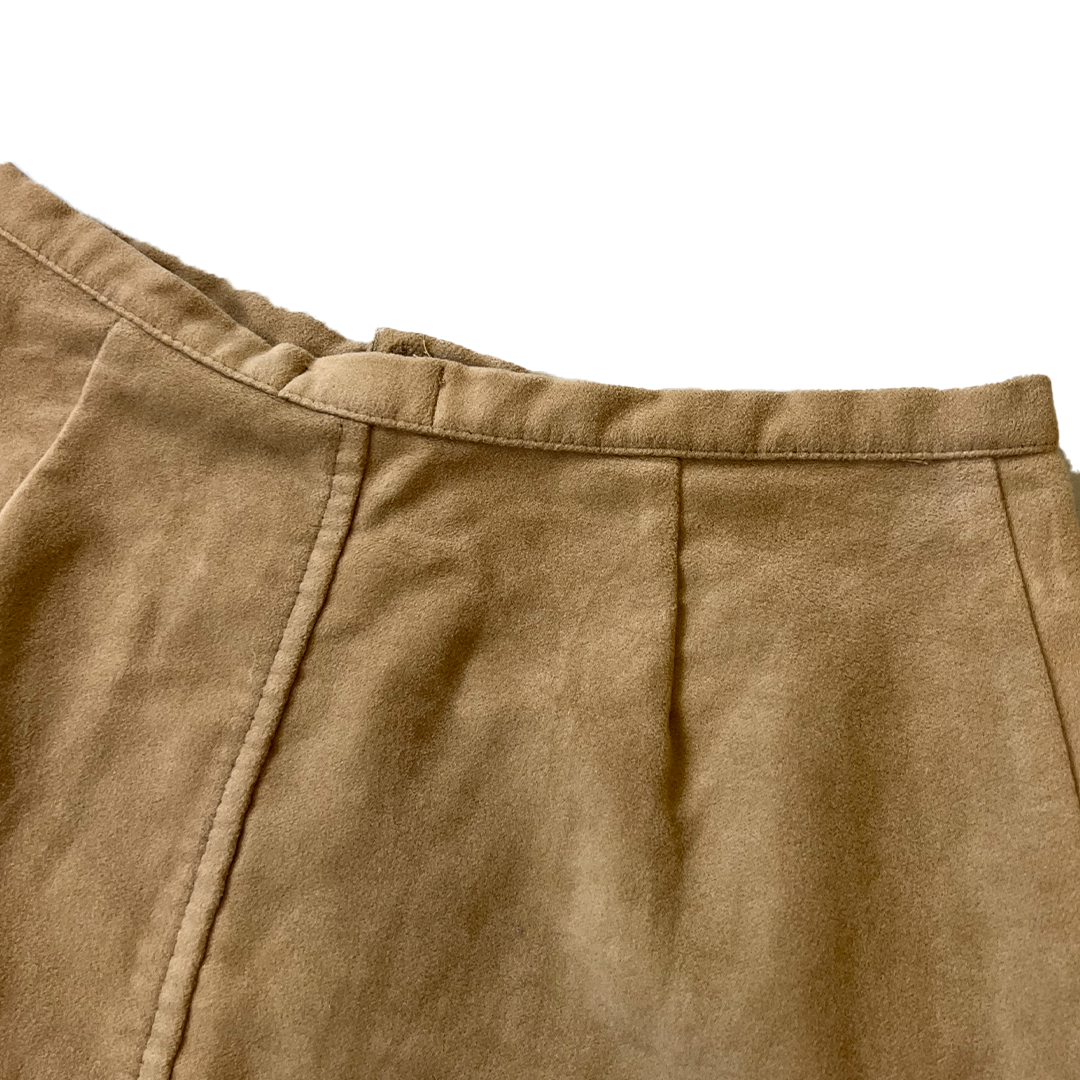 BNWT Size 8 Quiksilver Beige Vintage Suede Effect Mini Skirt