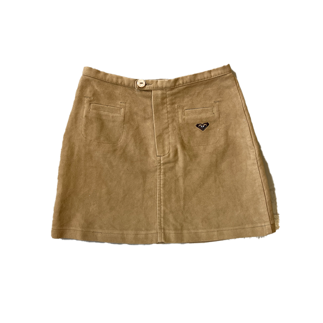 BNWT Size 8 Quiksilver Beige Vintage Suede Effect Mini Skirt