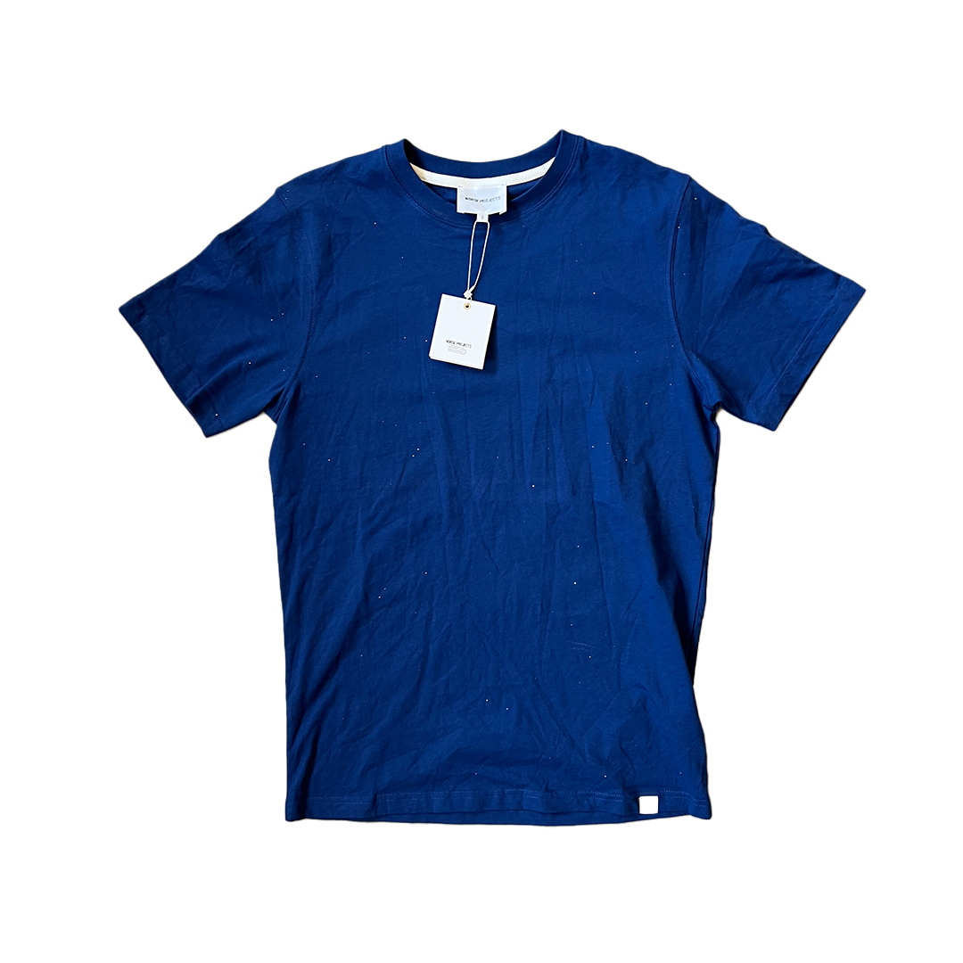 BNWT Size Small Norse Projects Hem Logo Plain Blue T-Shirt