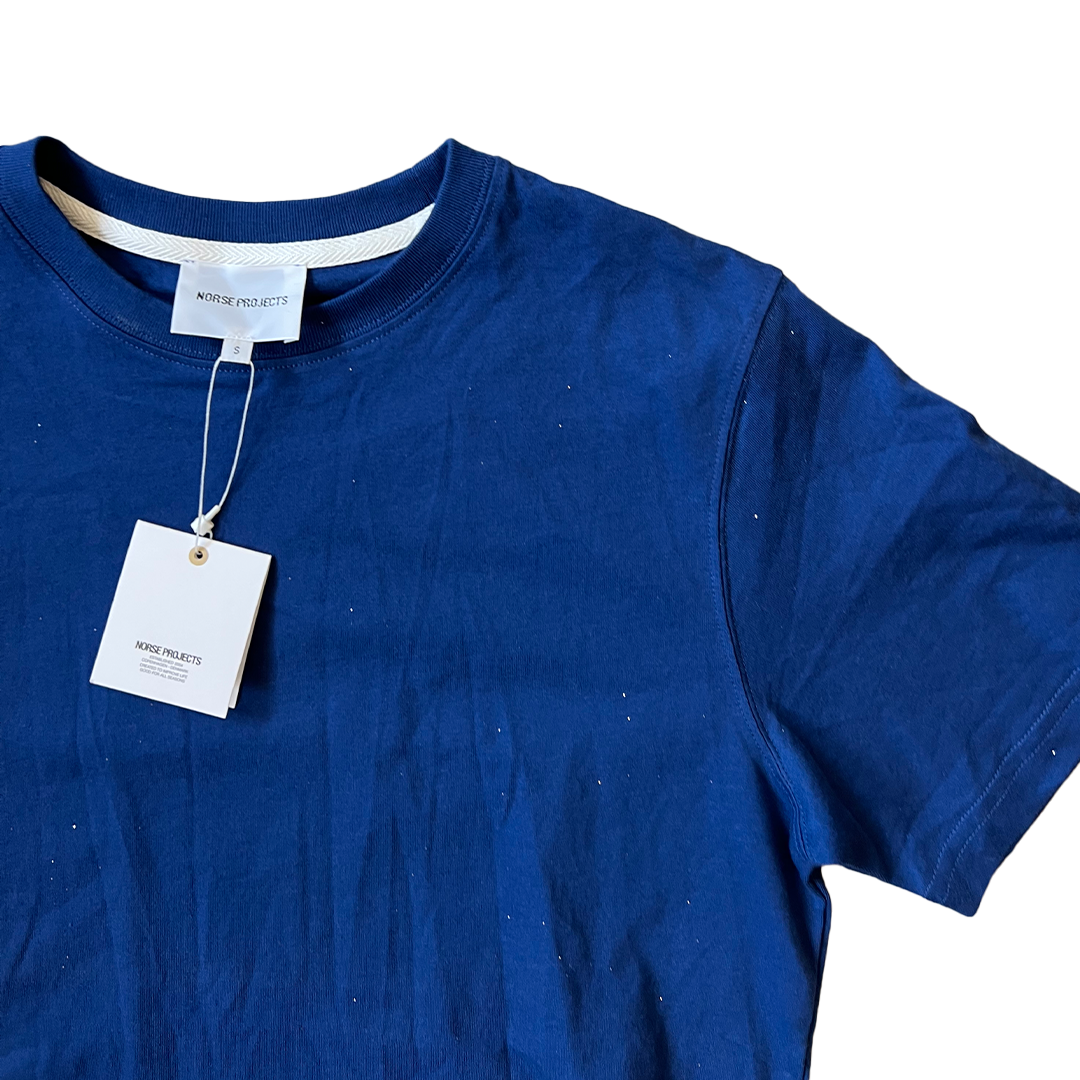 BNWT Size Small Norse Projects Hem Logo Plain Blue T-Shirt