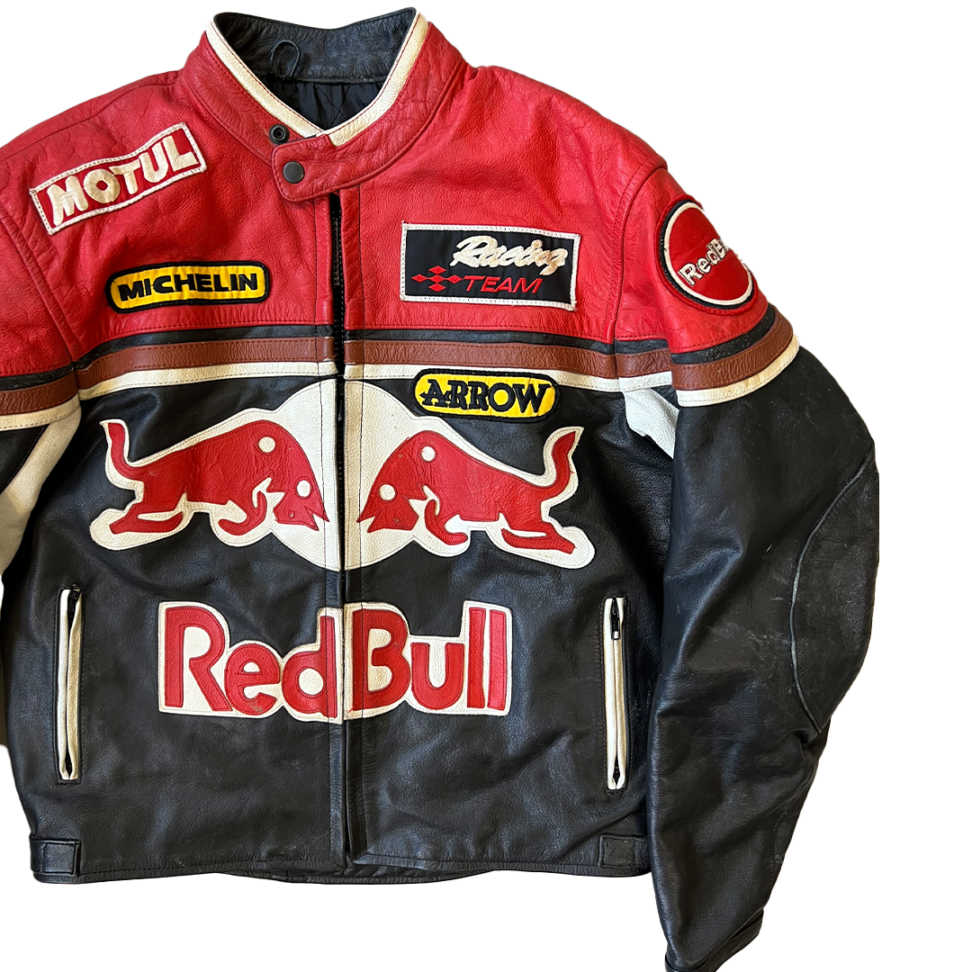Size Large Red Bull Red/Black Leather Motorbike Jacket