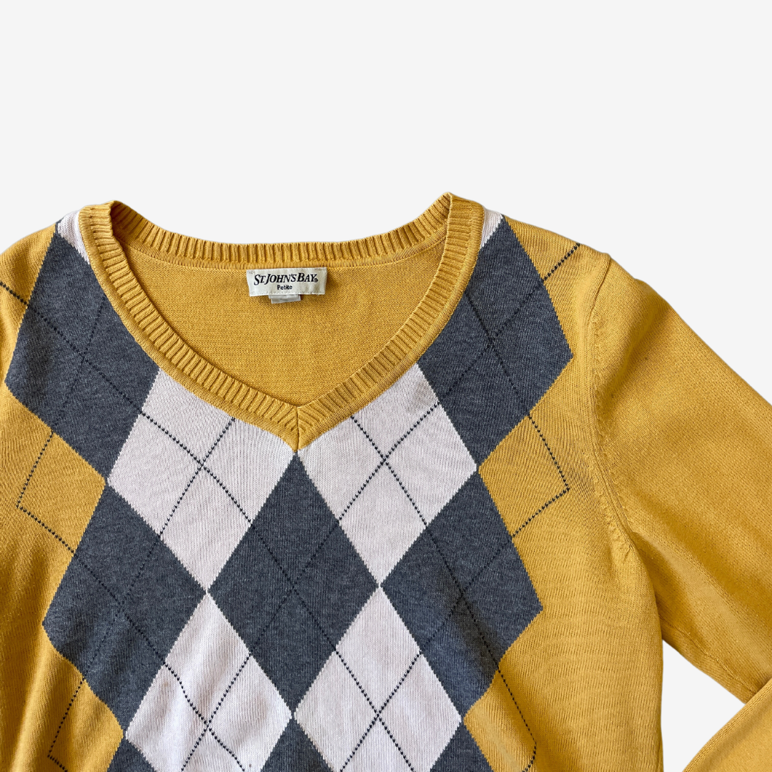 Size Medium Y2K Yellow Diamond Knit