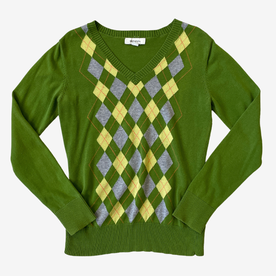 Size Small Green Diamond Knit