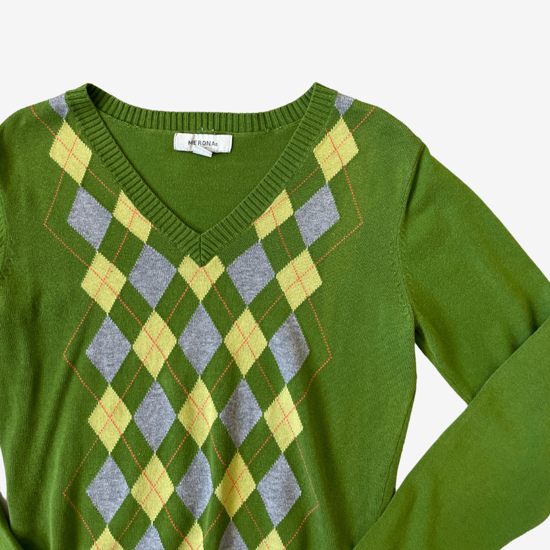 Size Small Green Diamond Knit