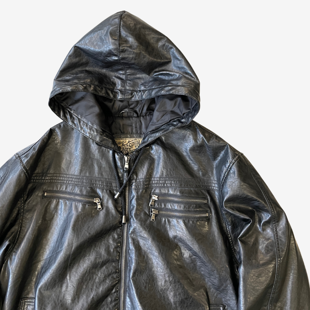 Size XL Ringspun Black Hooded Jacket