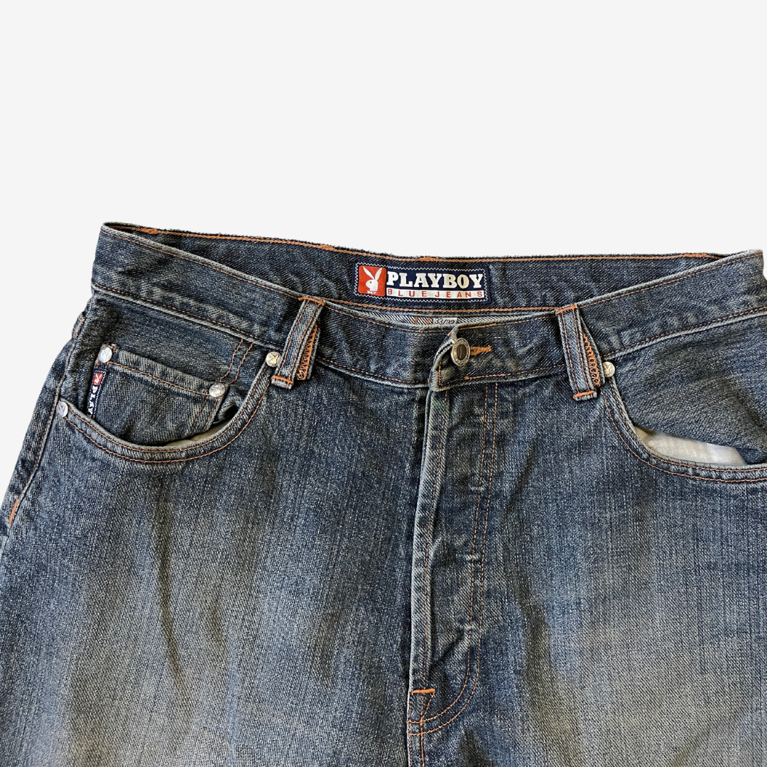 33W 32L Vintage Playboy Button Fly Denim Jeans