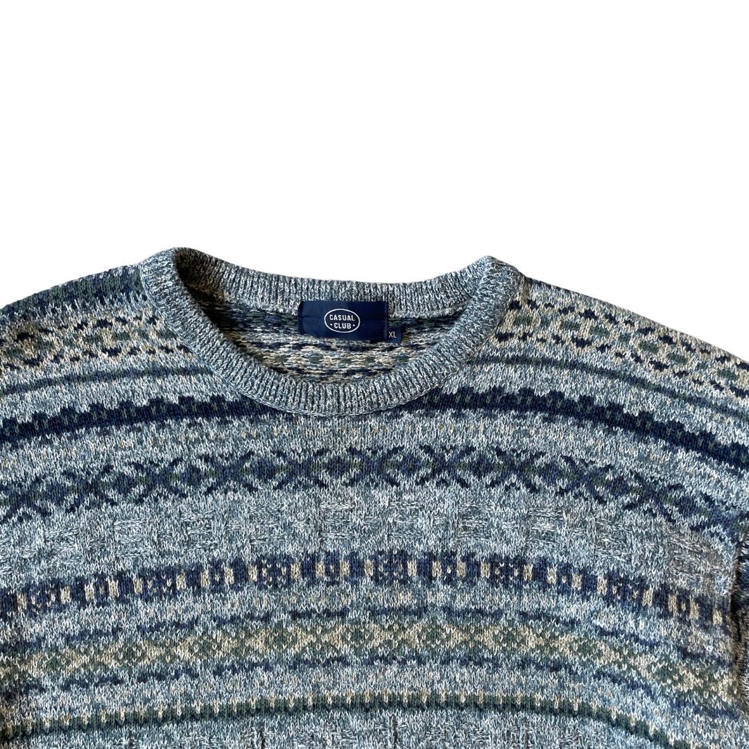 Size XL Casual Club Blue Patterned Jumper