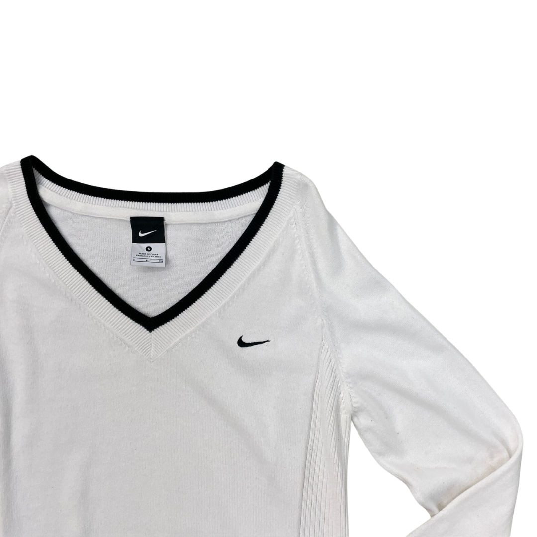 Women's Small Nike V-Neck White Jumper