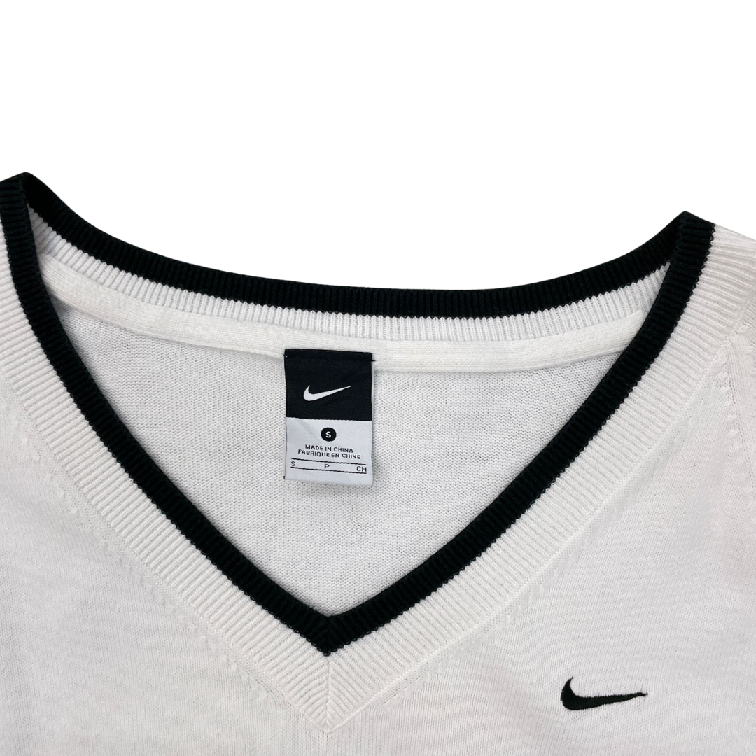 Women's Small Nike V-Neck White Jumper