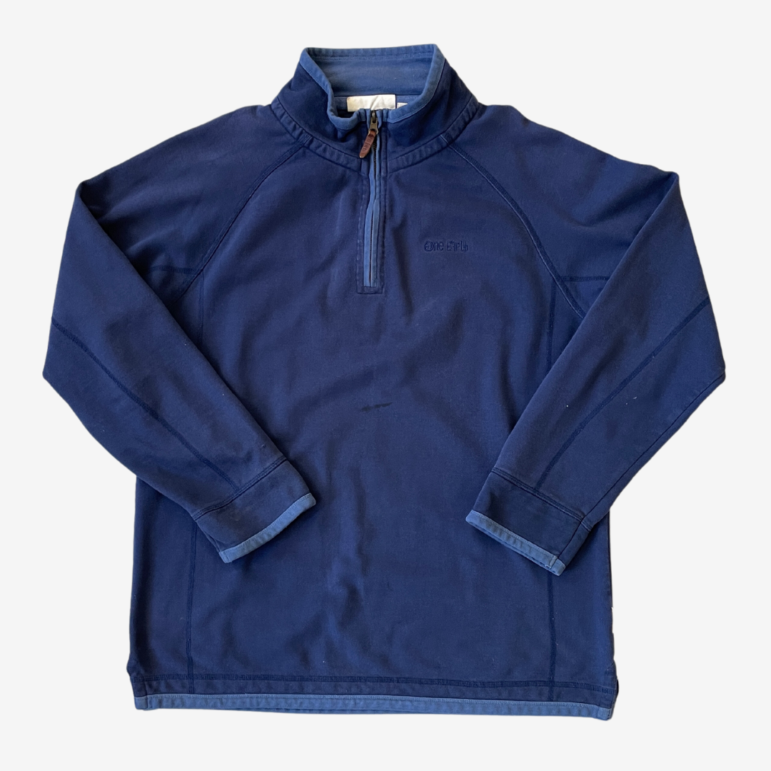 Size Large One Earth 1/4 Zip Navy Sweatshirt