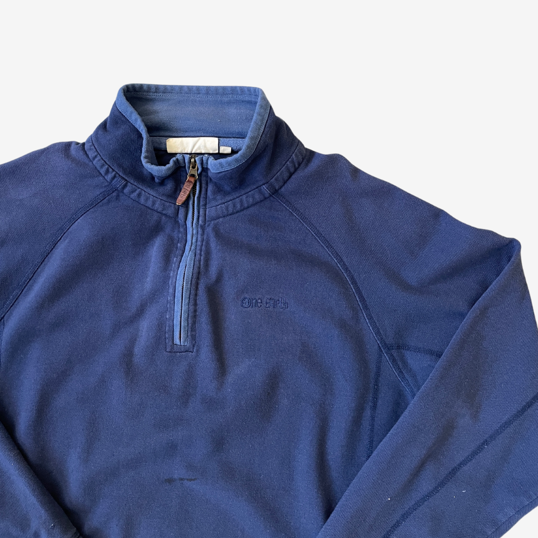 Size Large One Earth 1/4 Zip Navy Sweatshirt