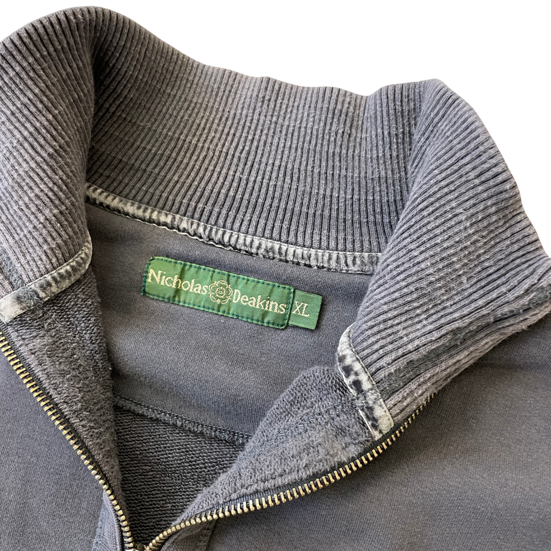 Size XL Nicholas Deakins Grey 1/4 Zip Sweatshirt