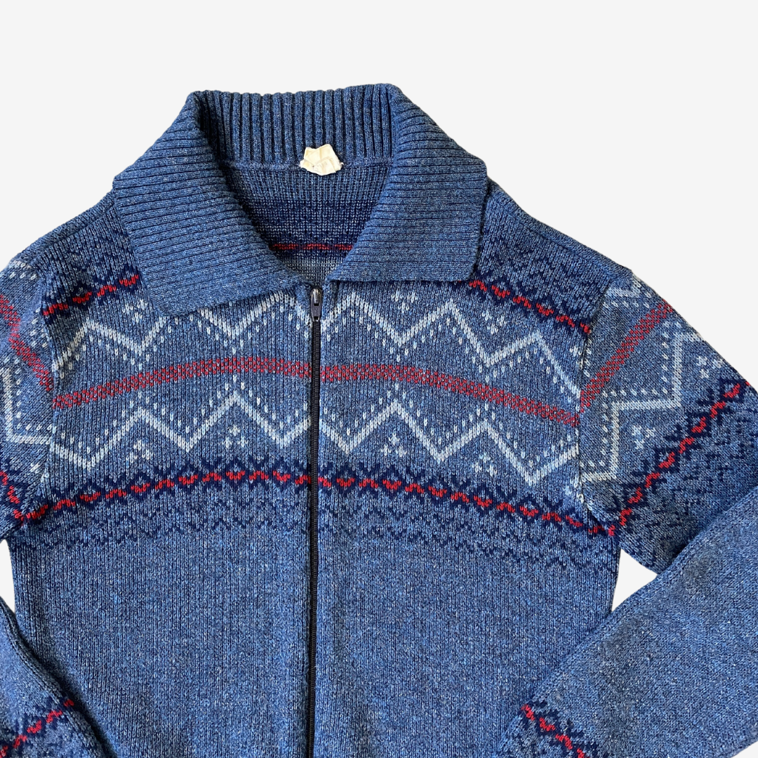 Size Medium Blue Zip-Up Knit