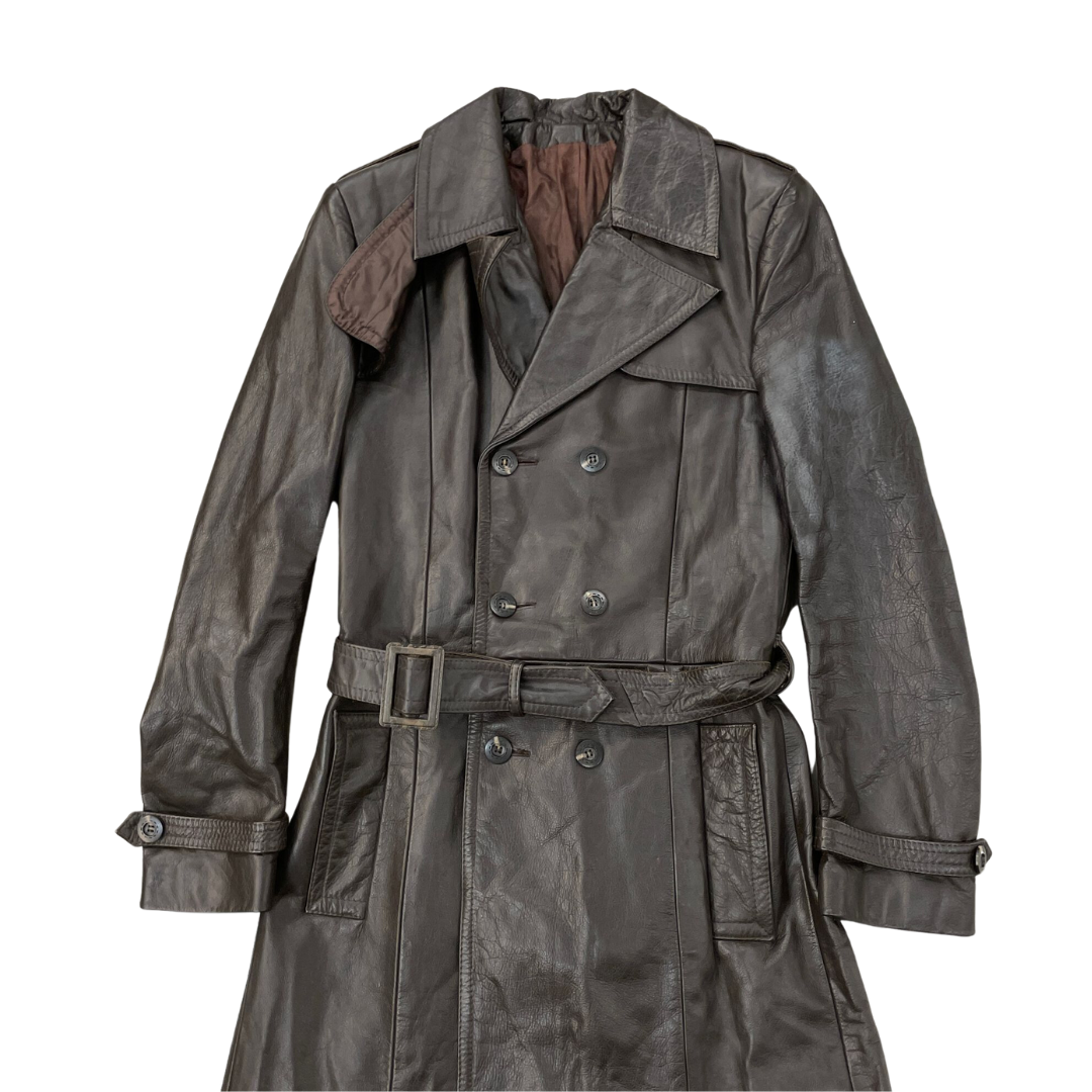 Size Small Black Longline Leather Coat