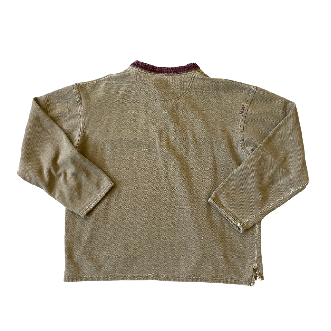 Size Large Fat Face Khaki 1/4 Zip Sweatshirt