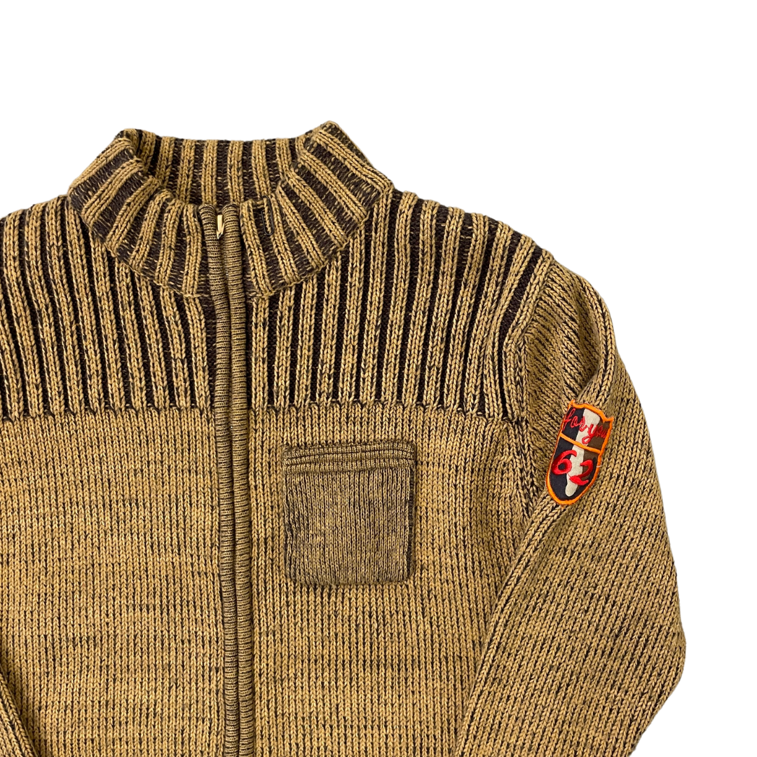 Size Small Brown Zip-Up Knit Jumper