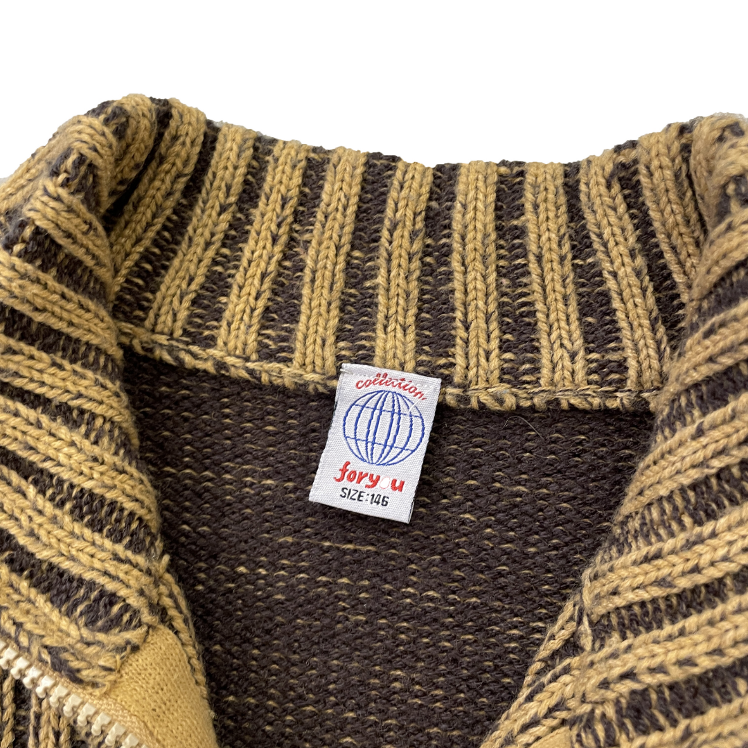 Size Small Brown Zip-Up Knit Jumper