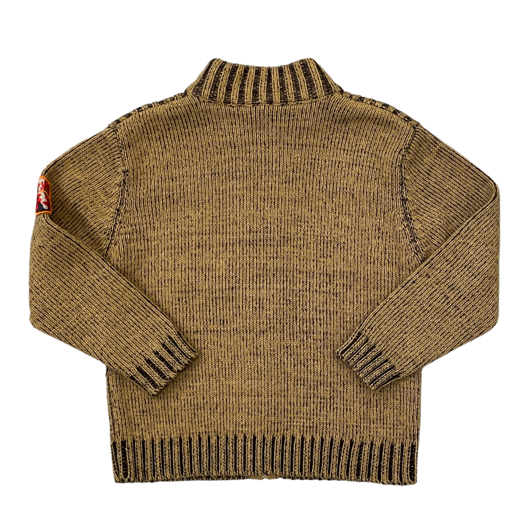 Size Small Brown Zip-Up Knit Jumper