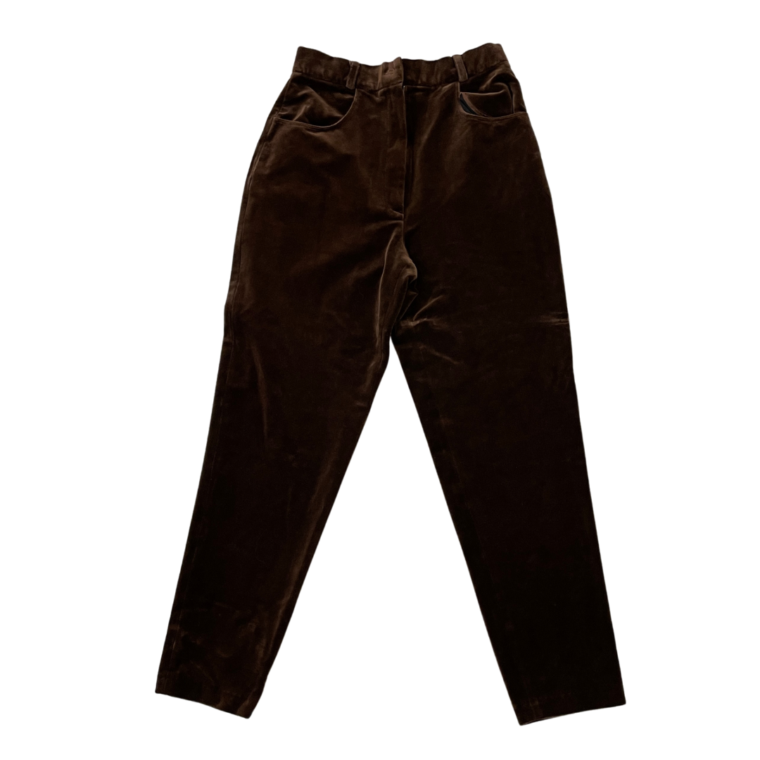 Women's 26W 29L Brown Velvet Trousers