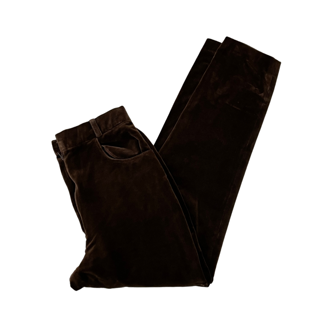 Women's 26W 29L Brown Velvet Trousers