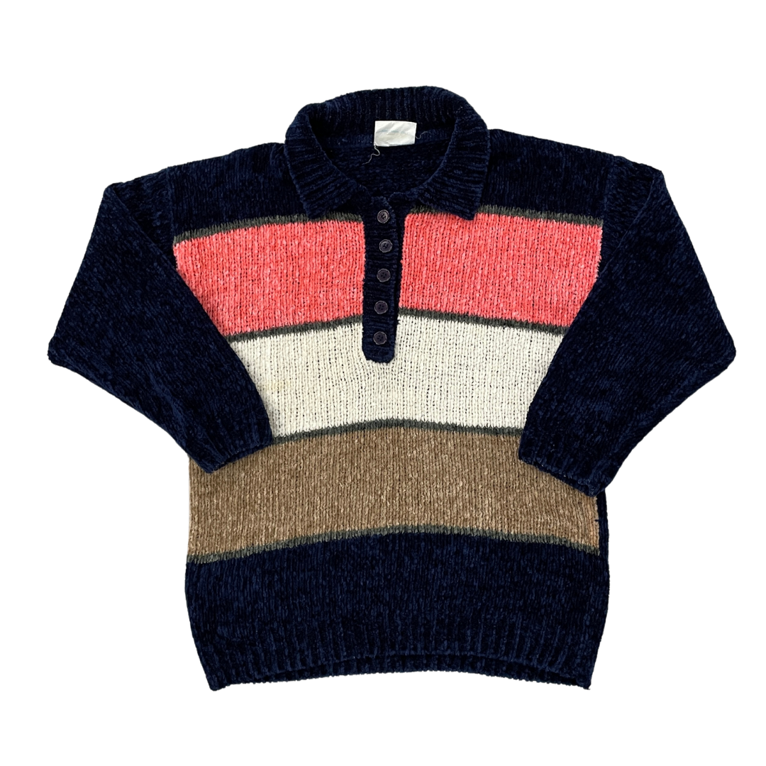 Size Large Dreams Navy 1/4 Button Fleece Jumper