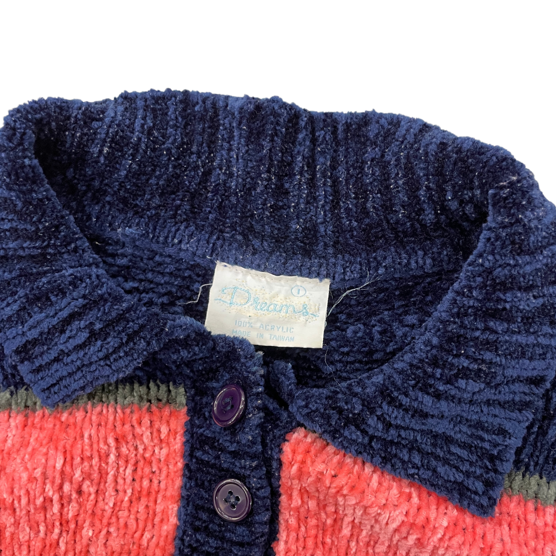 Size Large Dreams Navy 1/4 Button Fleece Jumper