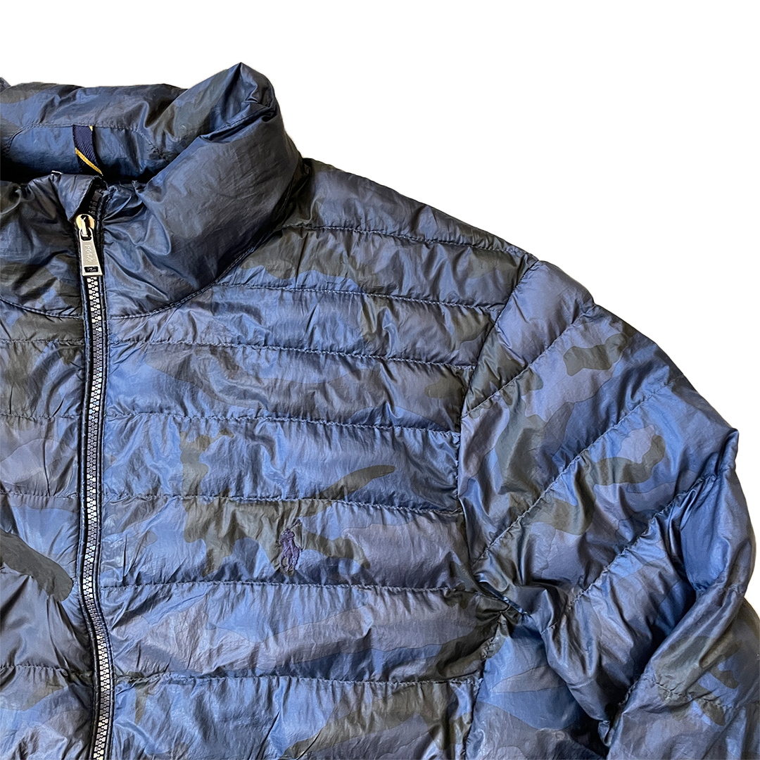 Size XL Ralph Lauren Blue Camo Puffer Jacket