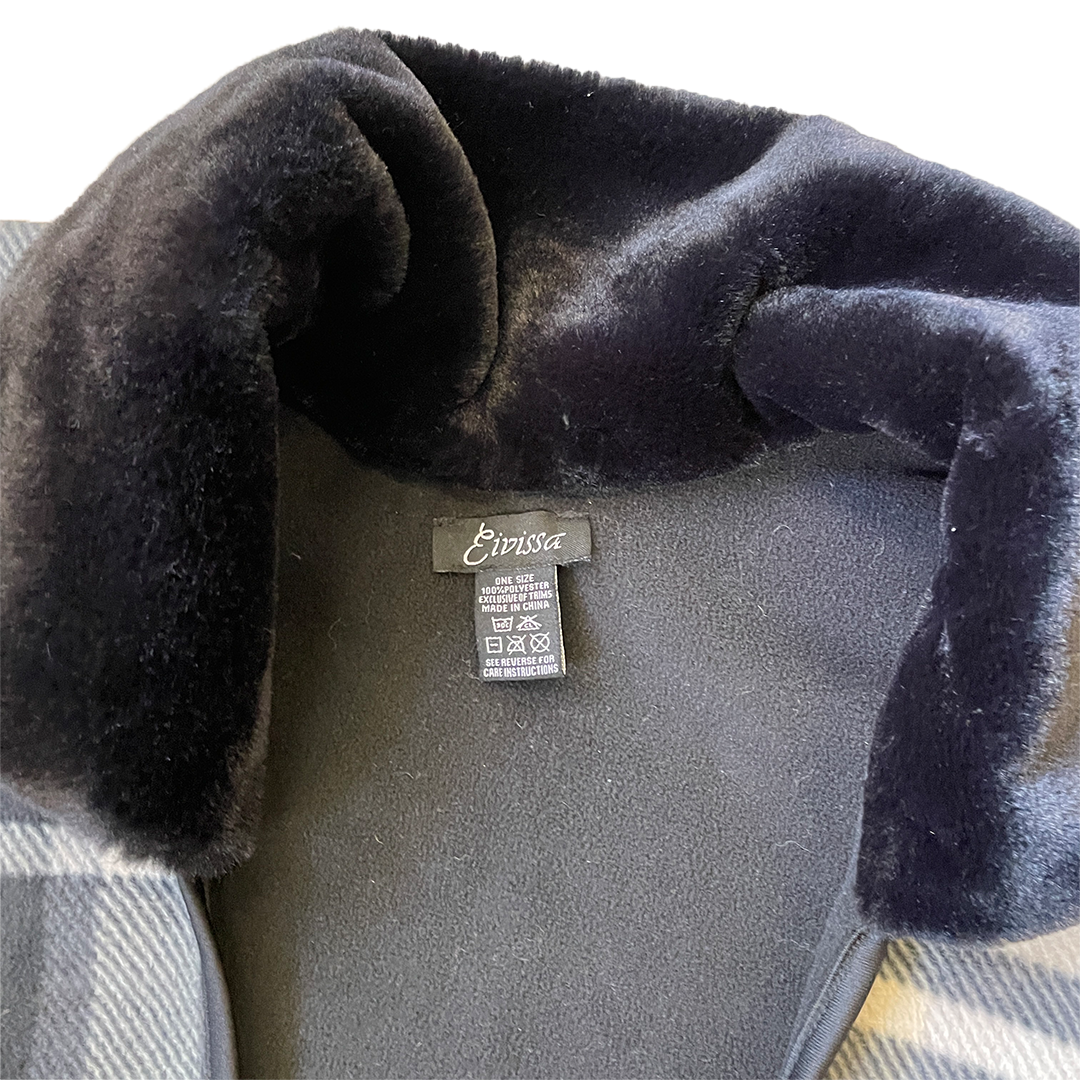 One Size Eivissa Grey Check Shawl