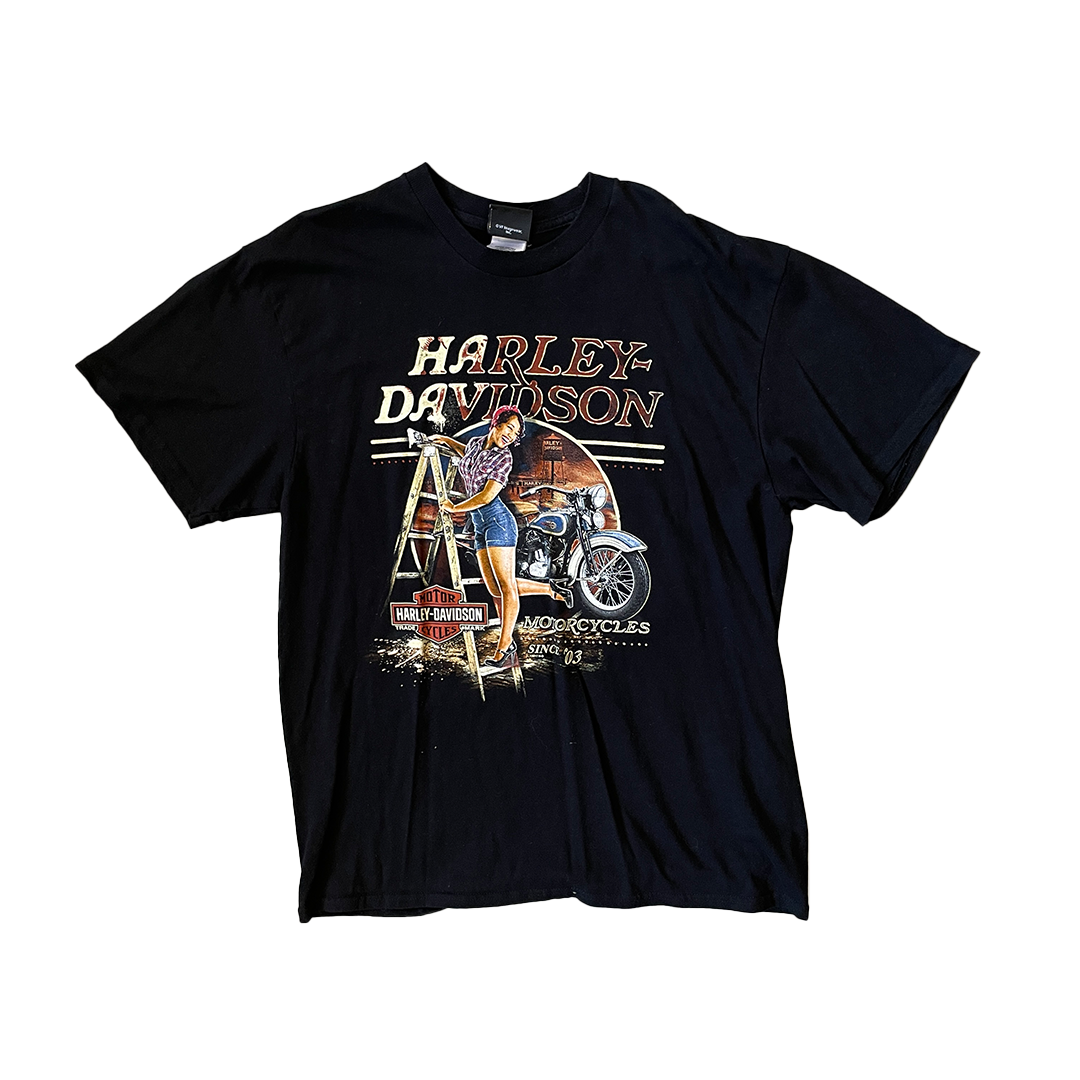 Size Large Harley Davidson Black Graphic T-Shirt