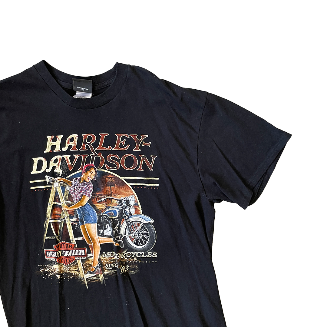 Size Large Harley Davidson Black Graphic T-Shirt