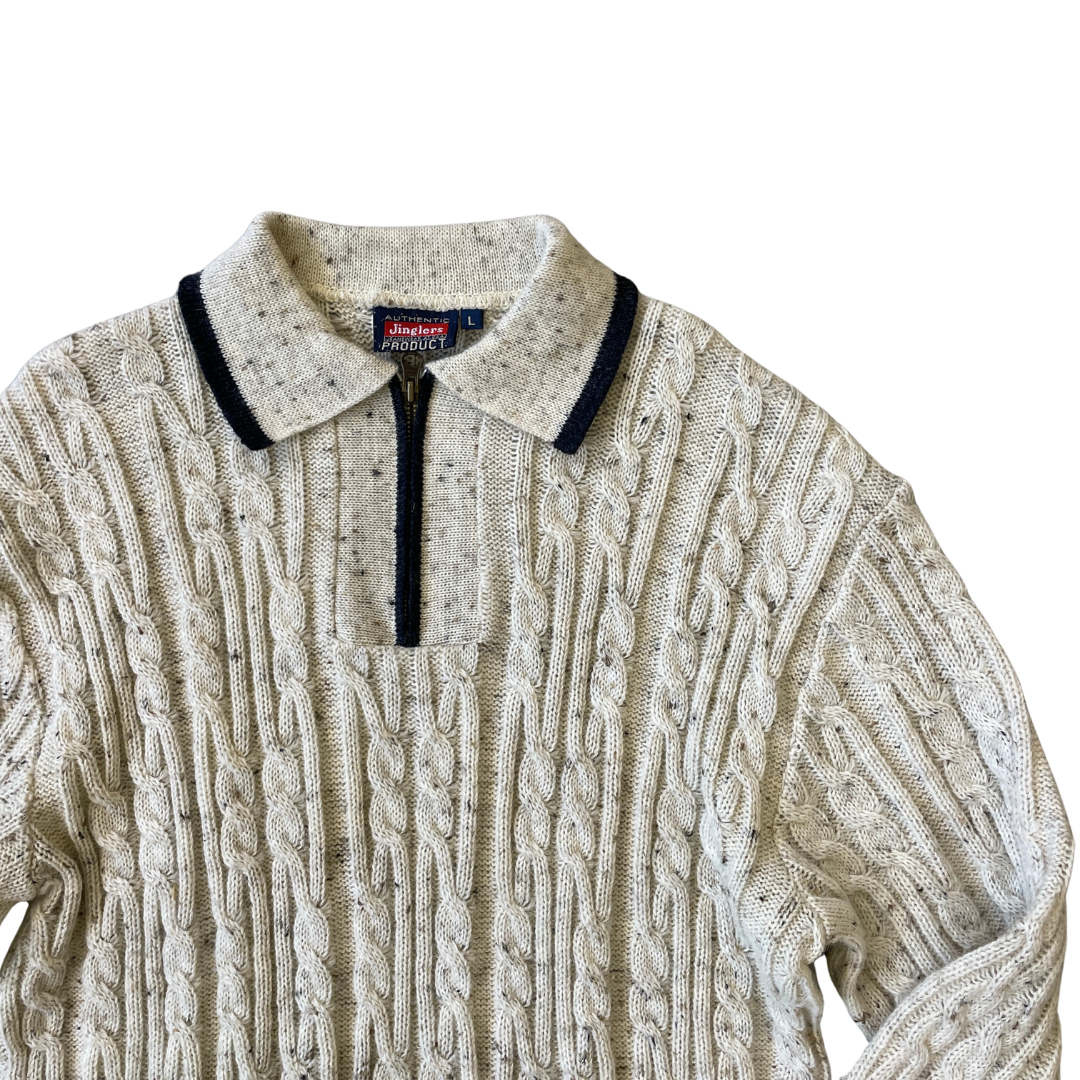 Size Large Jingler Cream 1/4 Zip Knit Jumper