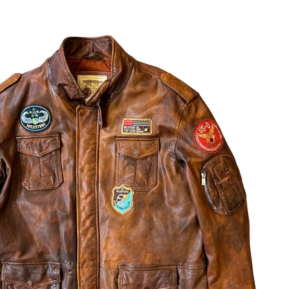 Size XL Milestone Brown Leather Look Jacket