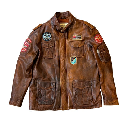 Size XL Milestone Brown Leather Look Jacket