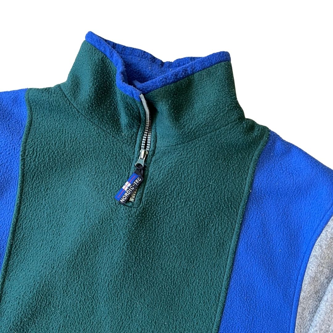 Size XL Nordic-Tec Blue/Green/Grey 1/4 Zip Fleece