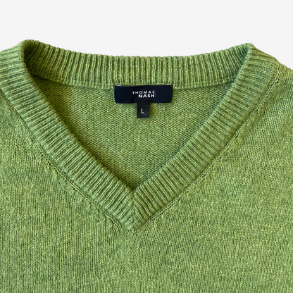 Size Large Thomas Nash Green V-Neck Jumper