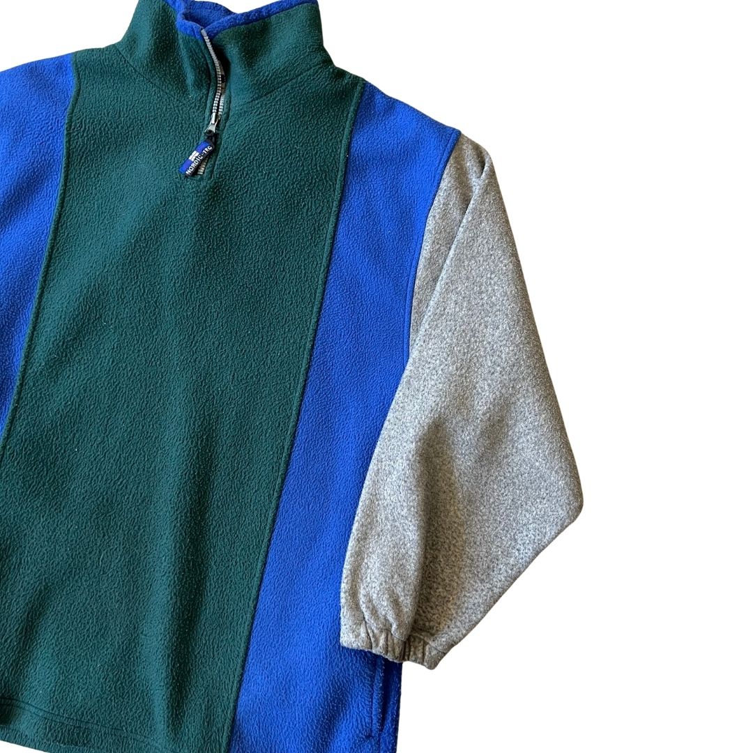 Size XL Nordic-Tec Blue/Green/Grey 1/4 Zip Fleece