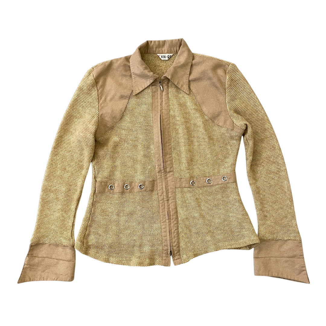 Women's Medium Beige Zip-Up Jacket