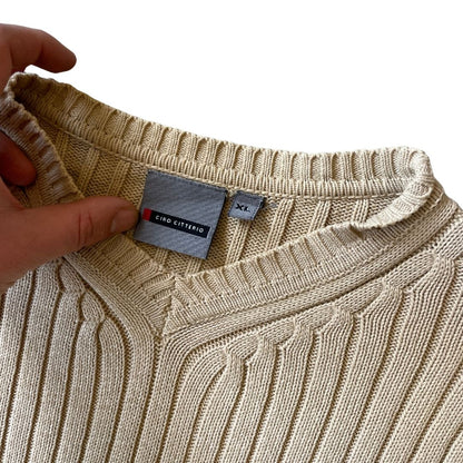 Size XL Ciro Citterio Beige V-Neck Knit