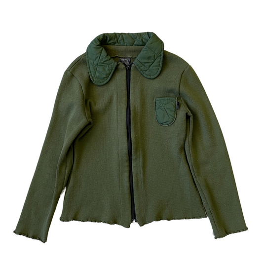 Women's Green Y2K Zip-Up Knit