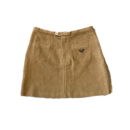 BNWT Size 8 Quiksilver Beige Vintage Suede Effect Mini Skirt