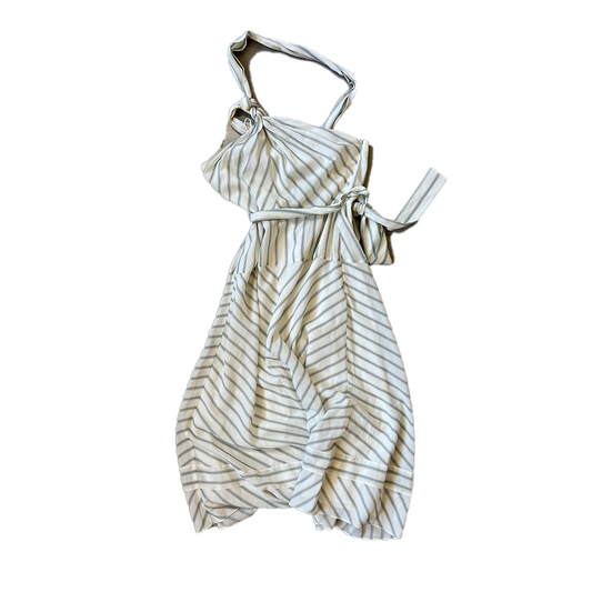 BNWT UK 12 Reiss Cream/Green Stripe Dress Alter Neck