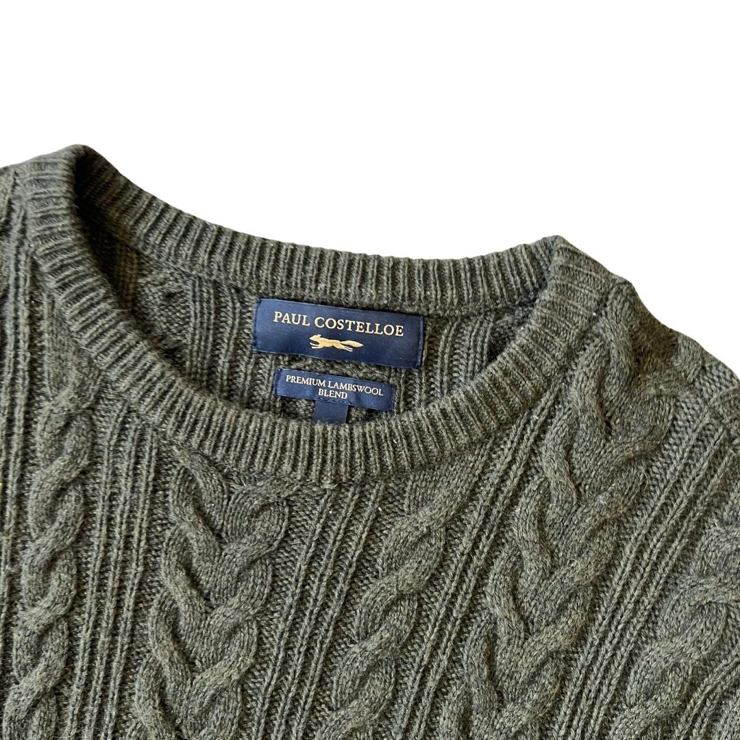 Size Large Paul Costellow Khaki Green Wool Knit