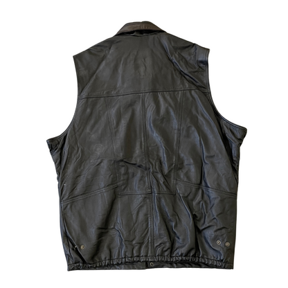 Size 4XL Black Leather Gilet