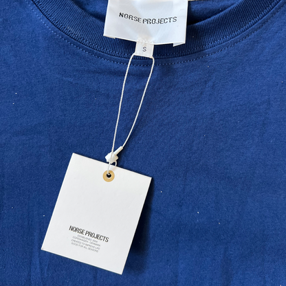 BNWT Size Small Norse Projects Hem Logo Plain Blue T-Shirt