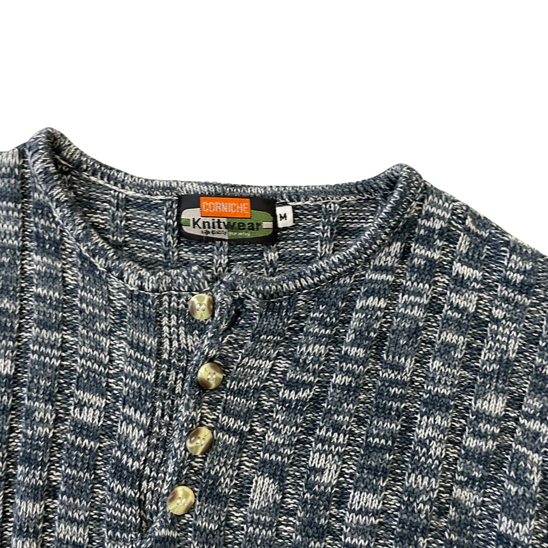 Size Medium Blue 1/4 Button Jumper