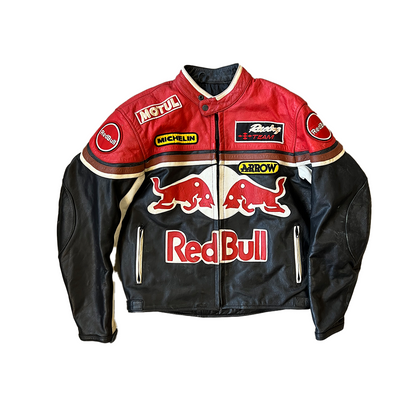 Size Large Red Bull Red/Black Leather Motorbike Jacket
