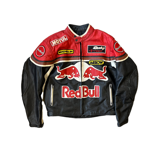 Size Large Red Bull Red/Black Leather Motorbike Jacket